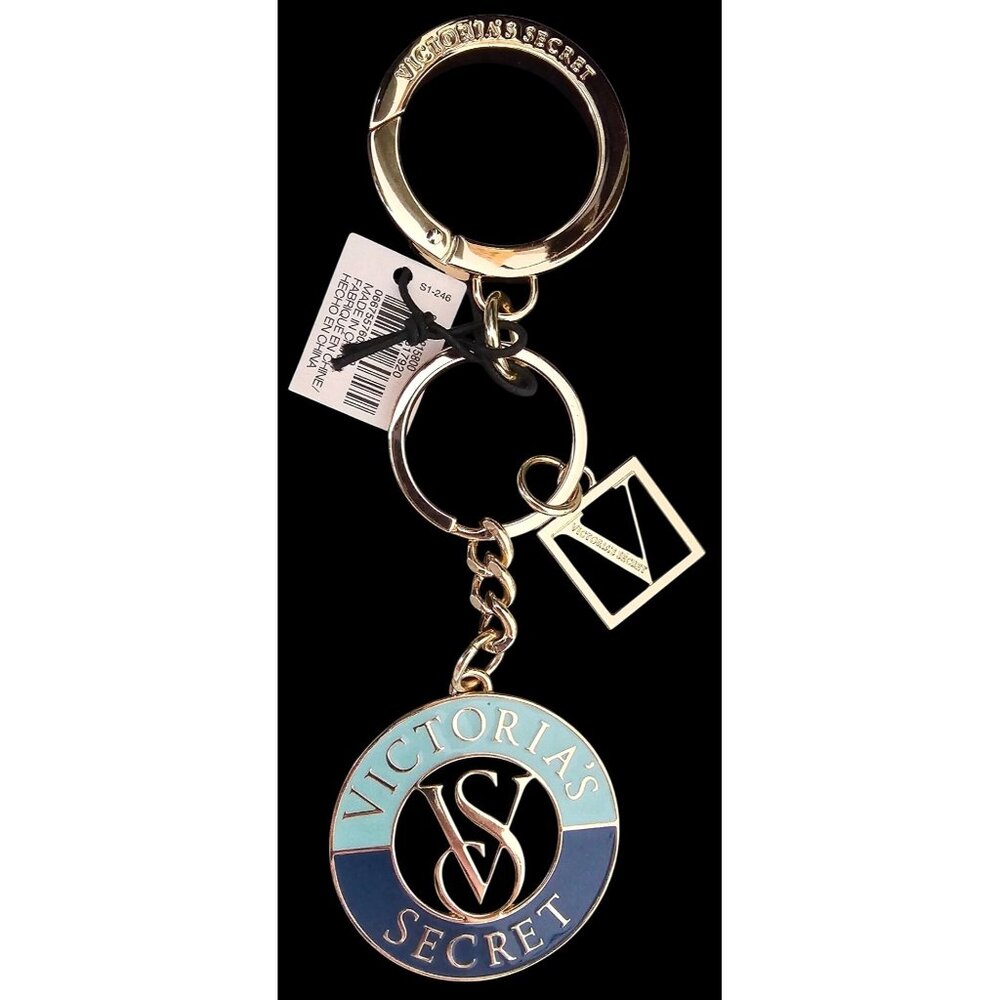 Victoria's Secret Signature Bag Backpack Charm Keychain Gold VS Logo Monogram